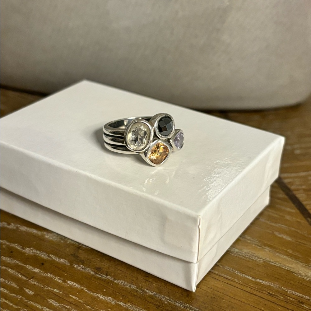 Silpada Sterling Silver 4 Gem Ring, Size 7